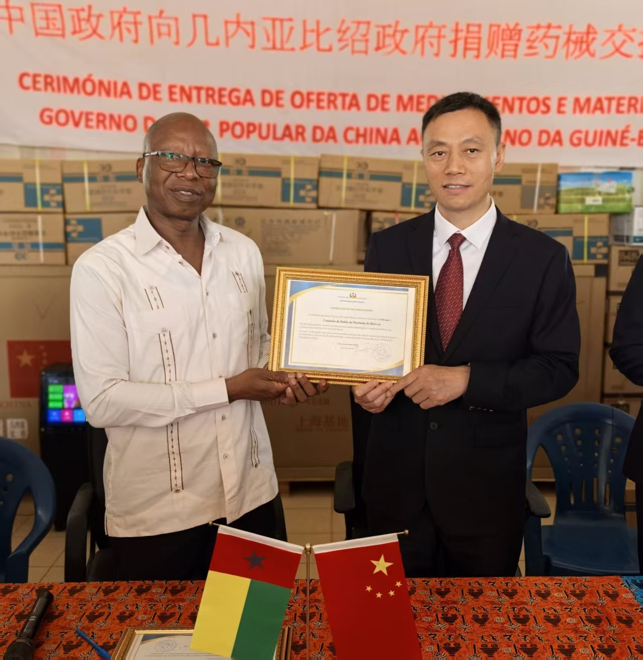 驻几内亚比绍大使杨仁火出席援几比药械交接仪式