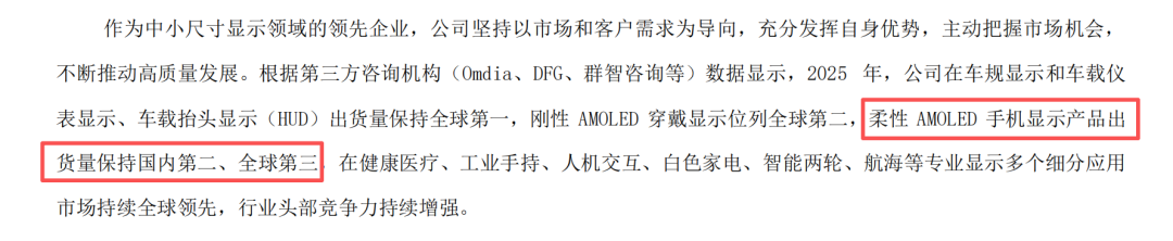 深天马A：2026年重点推进柔性OLEDIT、车载等中尺寸产品的量产落地